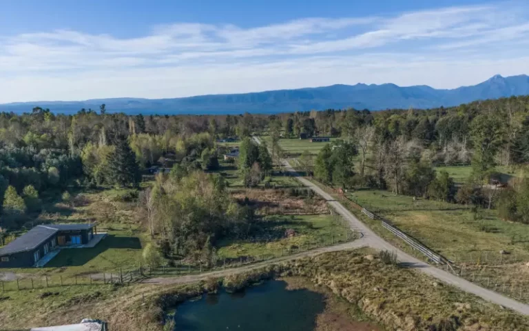 Camino interior y parcelas vecinas en Molco Alto, entorno de Casa Altos de Molco